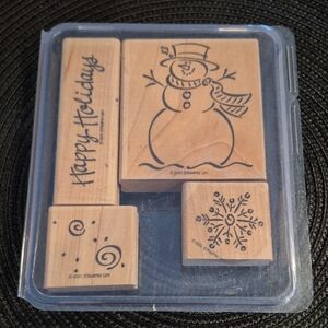 STAMPIN' UP! Retired 2001 'Frosty Snowman' Stamp Set, Set of 4 Stamps